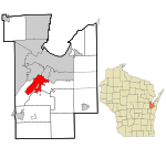 Brown County Wisconsin incorporated and unincorporated areas De Pere highlighted